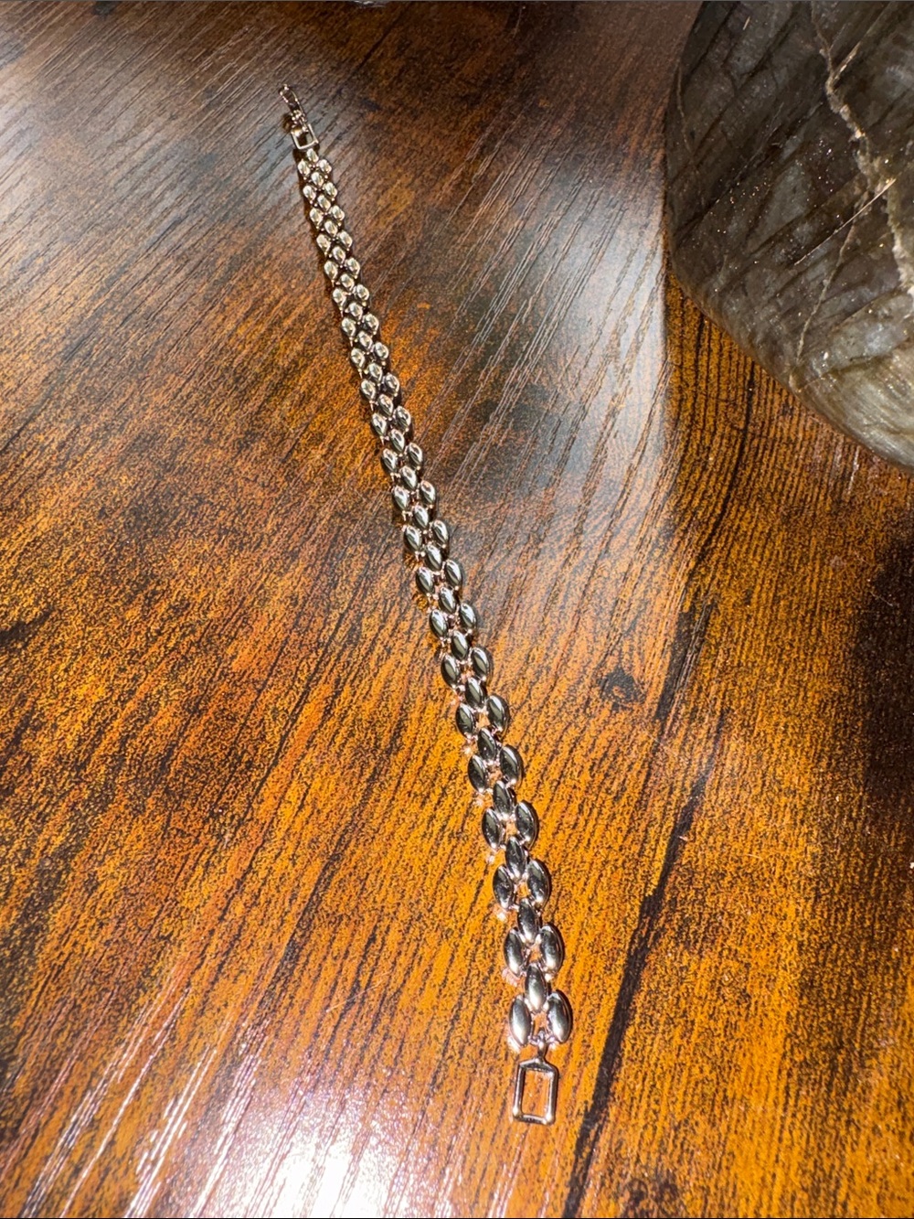 Chunky white gold plated Link Bracelet
